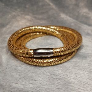 Endless Triple Golden Reptile Silver Clasp Bracelet By JLO 7 inch NEW A85